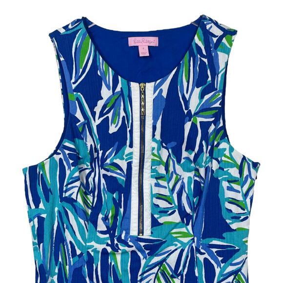 Lilly Pulitzer Penelope Shift Dress 4 Blue Crush Bamboo Sleeveless Mini Preppy - Picture 5 of 8